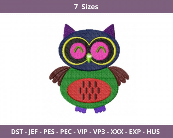 Owl Embroidery Design - Bird - Machine Embroidery Pattern - 7 Sizes - Instant Download Machine Embroidery Designs