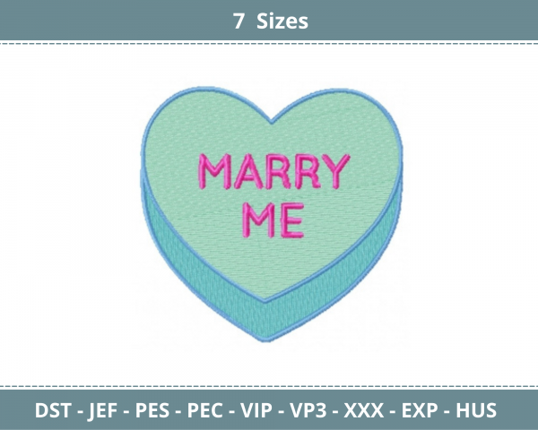 Marry Me Conversation Hearts Embroidery Design - Machine Embroidery Pattern - 7 Sizes - Instant Download Machine Embroidery Designs