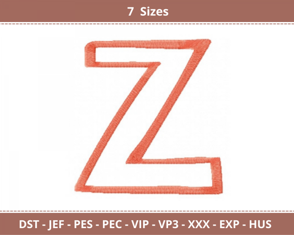 Z Alphabet Embroidery Design - Monogram - Font - Machine Embroidery Pattern- 7 Sizes – Instant Download Machine Embroidery Designs