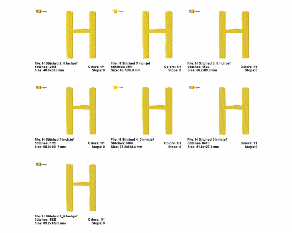 H Alphabet Embroidery Design - Monogram - Font - Machine Embroidery Pattern- 7 Sizes – Instant Download Machine Embroidery Designs