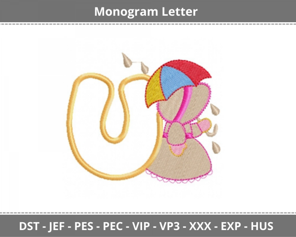 U Alphabet Embroidery Design - Monogram - Font - Machine Embroidery Pattern  – Instant Download Machine Embroidery Designs