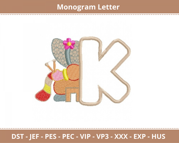 K Alphabet Embroidery Design - Monogram - Font - Machine Embroidery Pattern  – Instant Download Machine Embroidery Designs