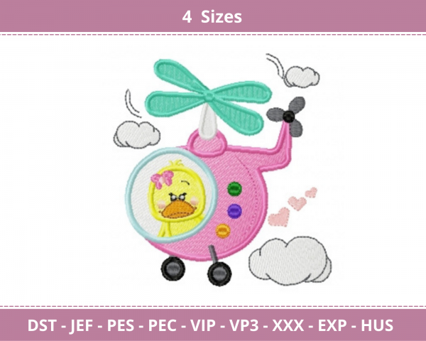 Helicopter Embroidery Design - Machine Embroidery Pattern - 4 Sizes - Instant Download Machine Embroidery Designs