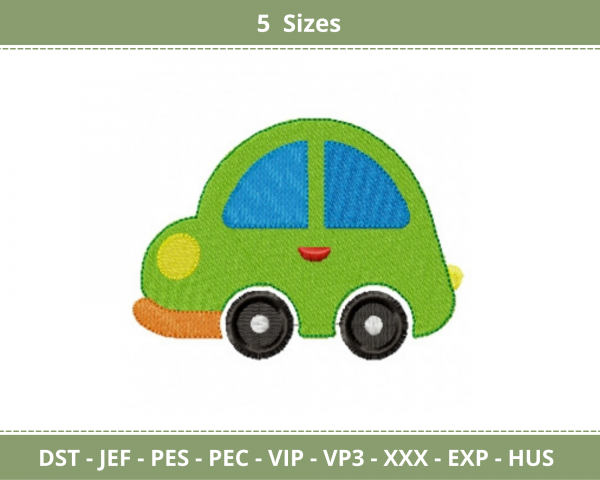 Car Embroidery Design - Machine Embroidery Pattern - 5 Sizes - Instant Download Machine Embroidery Designs