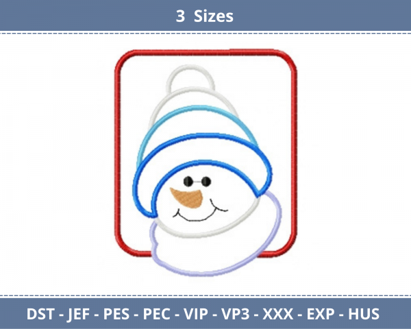 Snow Man Embroidery Design - Christmas -  Machine Embroidery Pattern - 3  Sizes - Instant Download  Machine Embroidery Designs