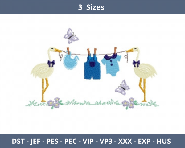 Baby Clothes Embroidery Design - Machine Embroidery Pattern - 3 Sizes - Instant Download Machine Embroidery Designs