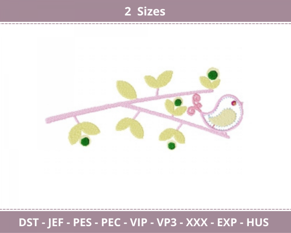 Bird Embroidery Design - Machine Embroidery Pattern -2 Sizes - Instant Download Machine Embroidery Designs