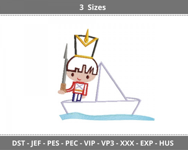 Boat Embroidery Design - Machine Embroidery Pattern - 3 Sizes - instant Download Machine Embroidery Designs