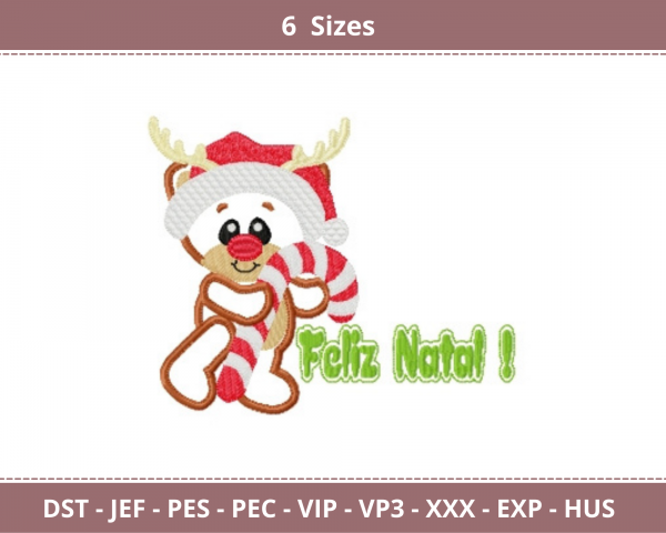 Feliz Natal  Embroidery Design - Christmas Machine Embroidery Pattern - 6 Sizes - Instant Download Machine Embroidery Designs