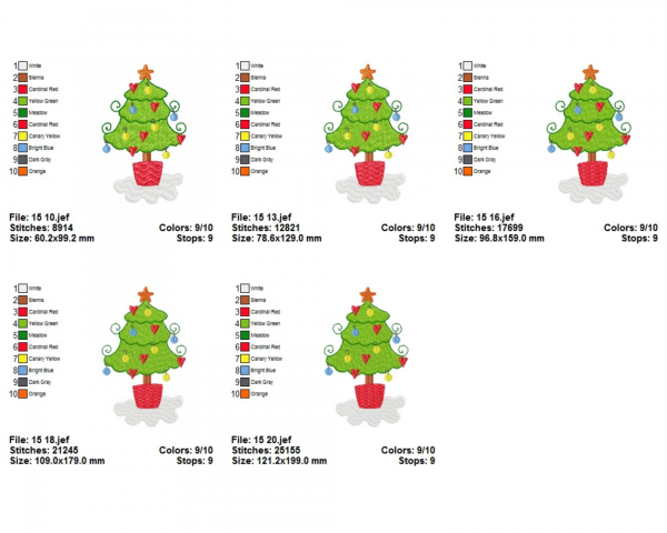 Christmas Tree Embroidery Design - Machine Embroidery Pattern - 5 Sizes - Instant Download Machine Embroidery Designs