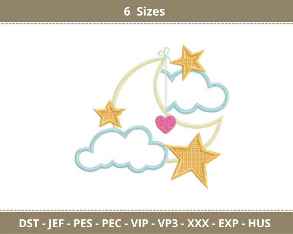 Cloud Embroidery Design - Machine Embroidery Pattern - 6 Sizes - Instant Download Machine Embroidery Designs