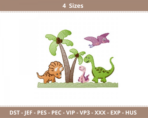 Dinosaur Embroidery Design - Animal - Machine Embroidery Pattern - 4 Sizes - Instant Download Machine Embroidery Designs