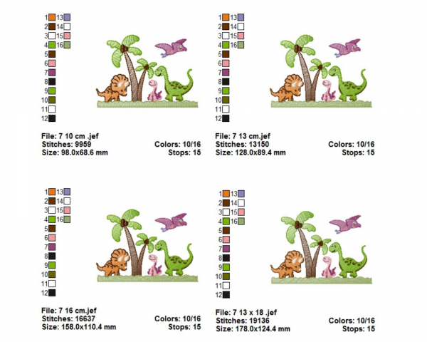 Dinosaur Embroidery Design - Animal - Machine Embroidery Pattern - 4 Sizes - Instant Download Machine Embroidery Designs