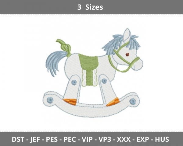 Horse Toy Embroidery Design - Machine Embroidery Pattern - 3 Sizes - Instant Download Machine Embroidery Designs