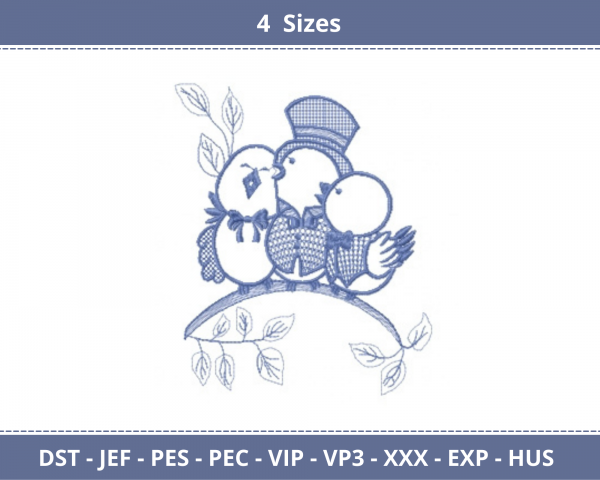 Birds  Embroidery Design - Machine Embroidery Pattern - 4 Sizes - Instant Download Machine Embroidery Designs