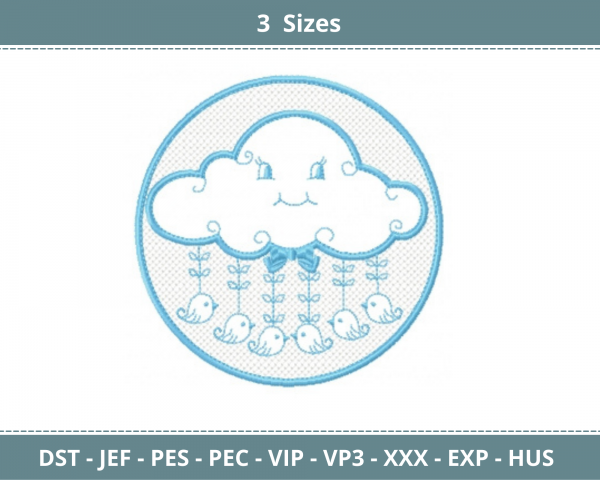 Creative Cloud Embroidery Design - Machine Embroidery Pattern - 3 Sizes - Instant Download Machine Embroidery Designs