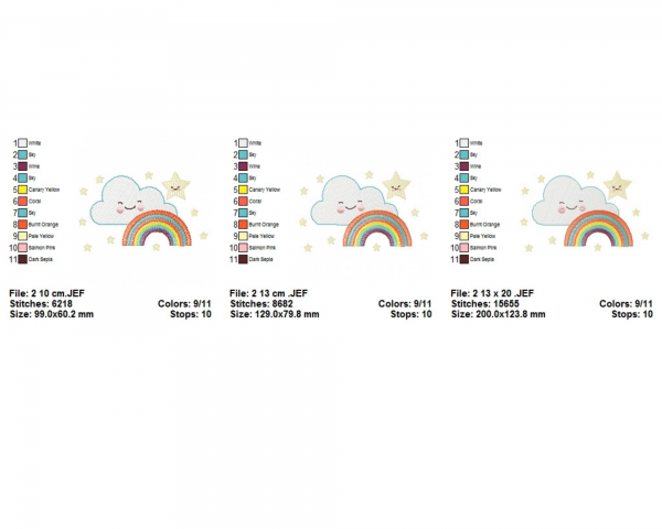 Cloud With Rainbow Creative Embroidery Design - Machine Embroidery Pattern - 3 Sizes - Instant Download Machine Embroidery Designs