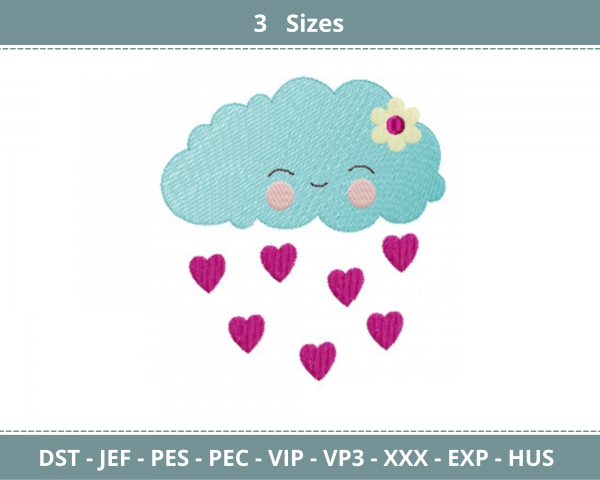 Creative Cloud Embroidery Design - Machine Embroidery Pattern - 3 Sizes - Instant Download Machine Embroidery Designs