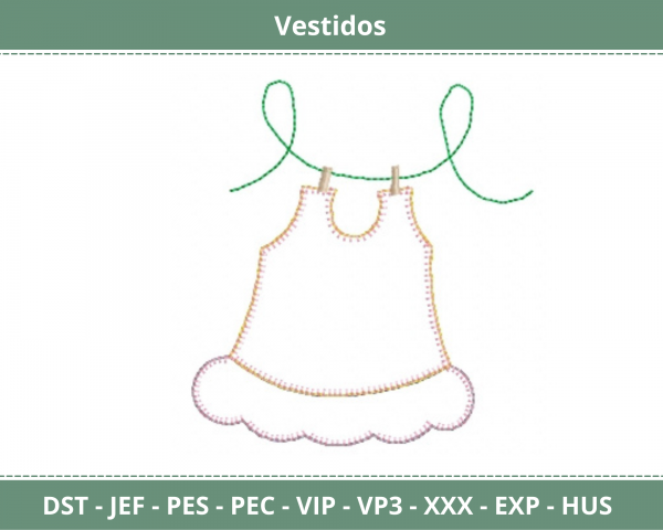 Vestidos  Embroidery Design - Machine Embroidery Pattern - Instant Download Machine Embroidery Designs