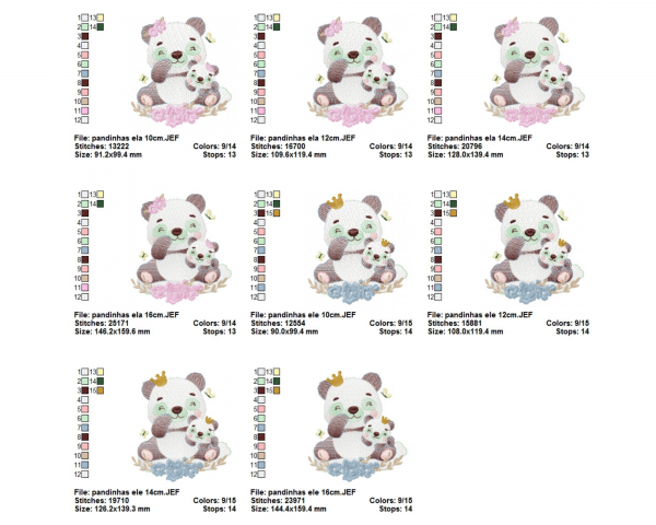Panda Cartoon Embroidery Design - Machine Embroidery Pattern - 2 Types - 4 Sizes -  Instant Download Machine Embroidery Designs