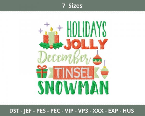 Holiday Pillow Squares Quotes Embroidery Design - Machine Embroidery Pattern - 7 Sizes - Instant Download Machine Embroidery Designs
