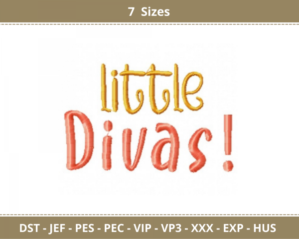 Little Divas Embroidery Design - Machine Embroidery pattern - 7 Sizes - Instant Download Machine Embroidery Designs