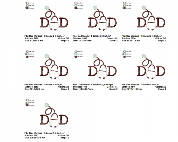 Dad Word art Embroidery Design - Machine Embroidery Pattern - 7 Sizes - Instant Download Machine Embroidery Designs
