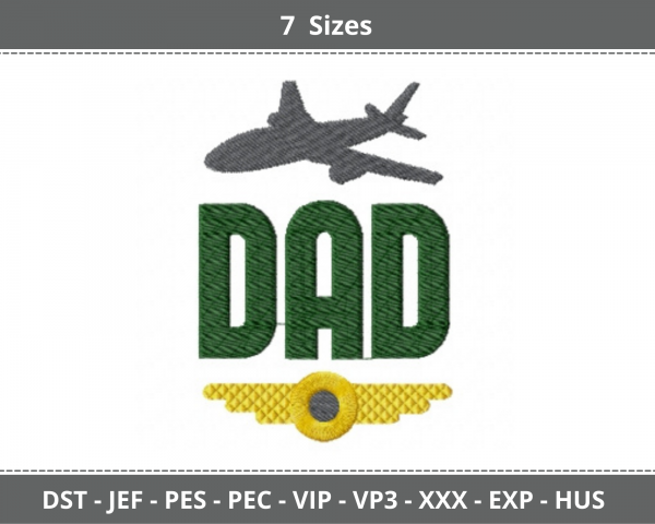 Dad Word art  Embroidery Design - Machine Embroidery Pattern - 7 Sizes - Instant Download Machine Embroidery Designs
