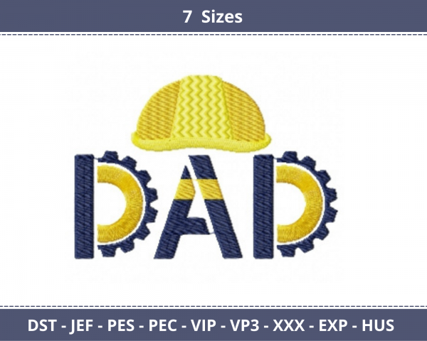 Dad Word art  Embroidery Design - Machine Embroidery Pattern - 7 Sizes - Instant Download Machine Embroidery Designs