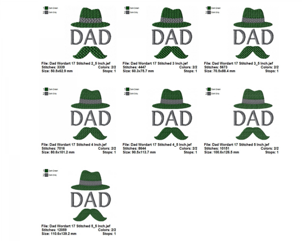 Dad Word art  Embroidery Design - Machine Embroidery Pattern - 7 Sizes - Instant Download Machine Embroidery Designs