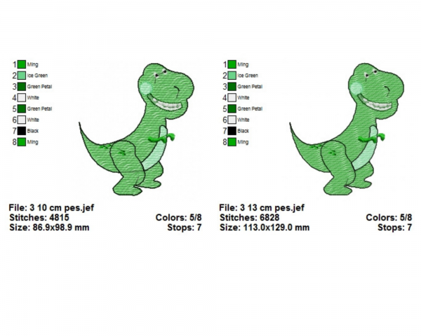 Dinosaur Embroidery Design - Machine Embroidery Pattern - 2 Sizes - Instant Download Machine Embroidery Designs