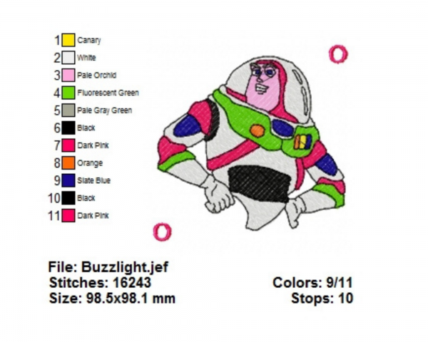 Buzz Toy Story Cartoon Embroidery Design - Machine Embroidery Pattern - Instant Download Machine Embroidery Designs
