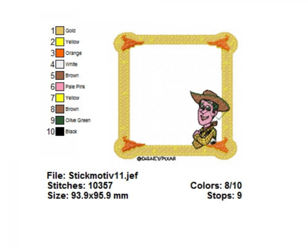 Woody Cartoon Frame Embroidery Design - Machine Embroidery Pattern - Instant Download Machine Embroidery Designs