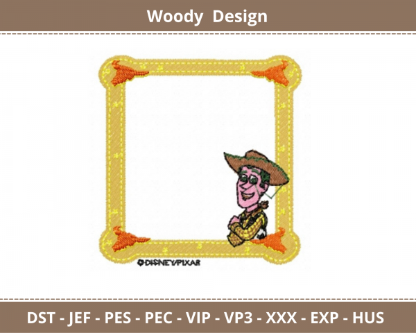 Woody Cartoon Frame Embroidery Design - Machine Embroidery Pattern - Instant Download Machine Embroidery Designs