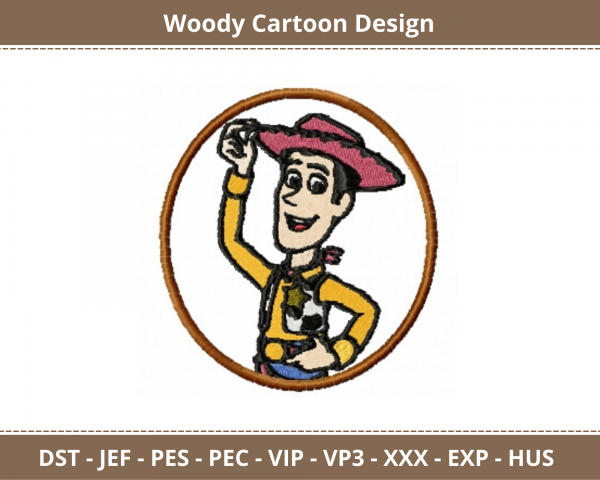 Woody Cartoon Embroidery Design - Machine Embroidery Pattern - Instant Download Machine Embroidery Designs