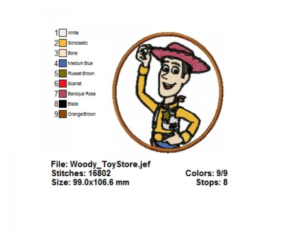 Woody Cartoon Embroidery Design - Machine Embroidery Pattern - Instant Download Machine Embroidery Designs