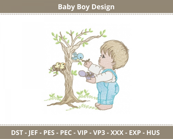 Baby Boy Embroidery Design - Machine Embroidery Pattern - Instant Download Machine Embroidery Designs
