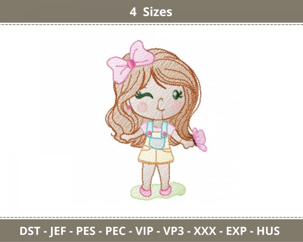 Baby Girl Embroidery Design - Machine Embroidery Pattern - 4 Sizes - instant Download  Machine Embroidery Designs
