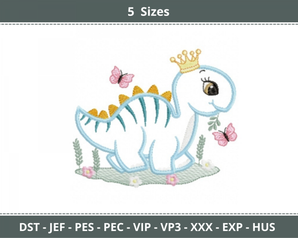 Dinosaur Embroidery Design - Animal - Machine Embroidery Pattern - 5 Sizes - Instant Download Machine Embroidery Designs