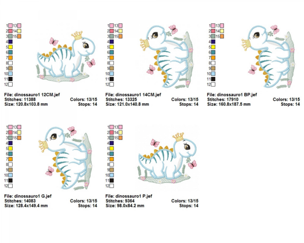 Dinosaur Embroidery Design - Animal - Machine Embroidery Pattern - 5 Sizes - Instant Download Machine Embroidery Designs