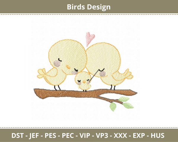 Birds Embroidery Design - Machine Embroidery Pattern - Instant Download Machine Embroidery Designs