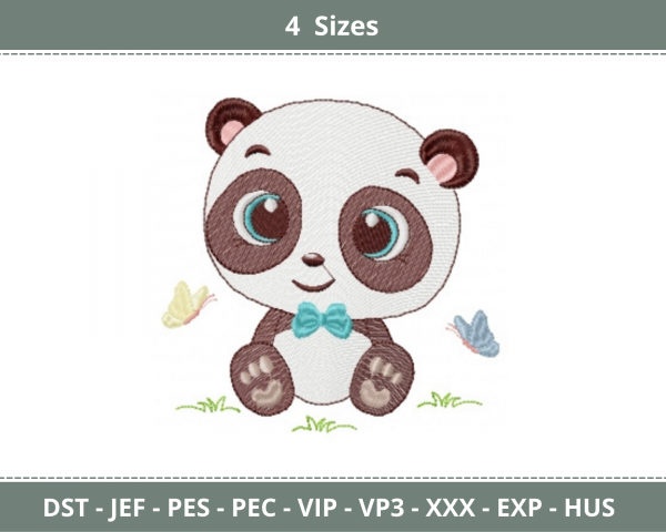 Panda Cartoon Embroidery Design - Machine Embroidery Pattern - 4 Sizes -  Instant Download Machine Embroidery Designs
