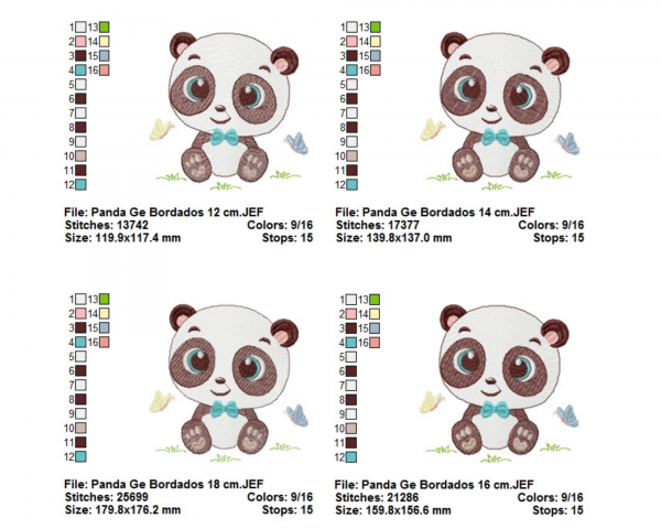 Panda Cartoon Embroidery Design - Machine Embroidery Pattern - 4 Sizes -  Instant Download Machine Embroidery Designs