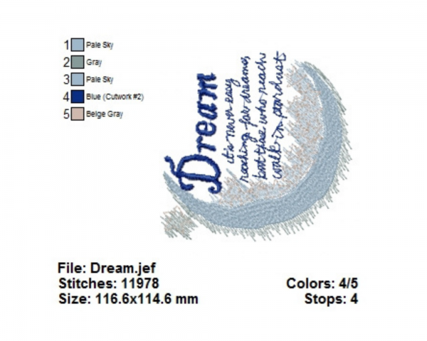 Dream Quotes Embroidery Design - Machine Embroidery Pattern - Instant Download Machine Embroidery Designs