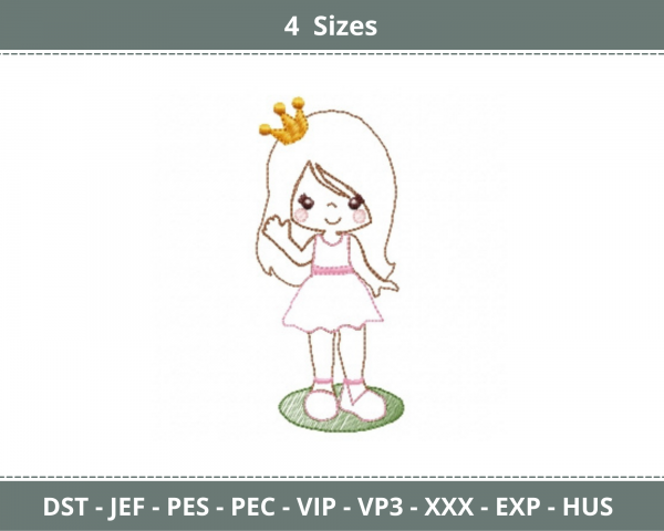 Barbie Girl Embroidery Design - Machine Embroidery Pattern - 4 Sizes - Instant Download Machine Embroidery Designs