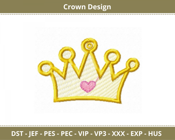 Crown Embroidery Design - Machine Embroidery Pattern  -  Instant Download Machine Embroidery Designs