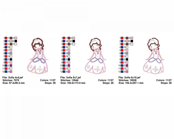 Princess Embroidery Design - Machine Embroidery Pattern - 3 Sizes - Instant Download Machine Embroidery Designs