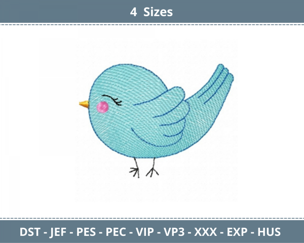 Bird Embroidery Design - Machine Embroidery Pattern - 4 Sizes - Instant Download Machine Embroidery Designs