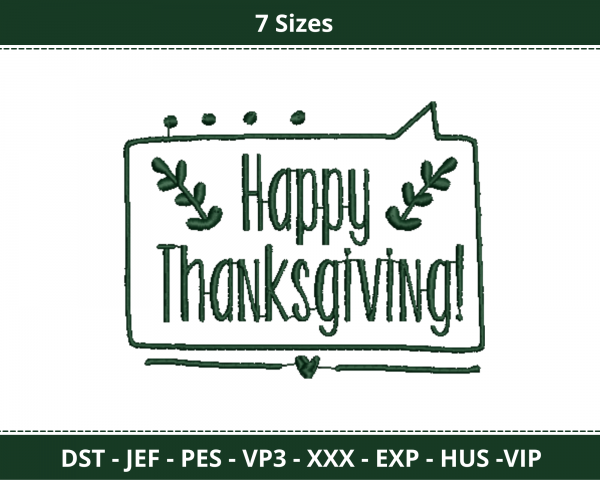 Happy Thanksgiving Logo Embroidery Design - Mark - Symbol - Machine Embroidery - 7 Sizes - Instant Download Machine Embroidery Designs