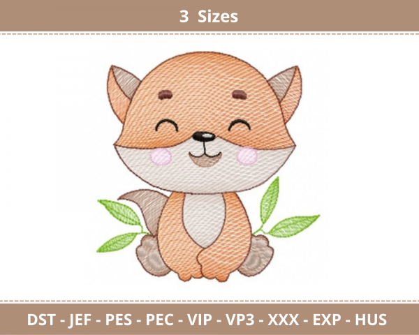 Baby Animal Embroidery Design -  Machine Embroidery Pattern - 3 Sizes  - Instant Download Machine Embroidery Designs